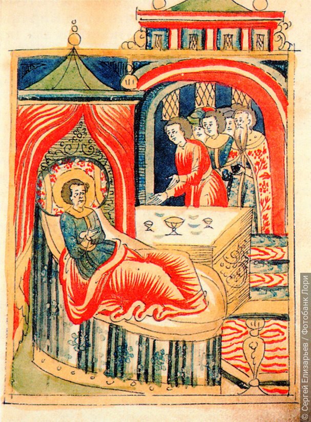 Миниатюра из рукописи "Повесть о Петре и Февронии Муромских"