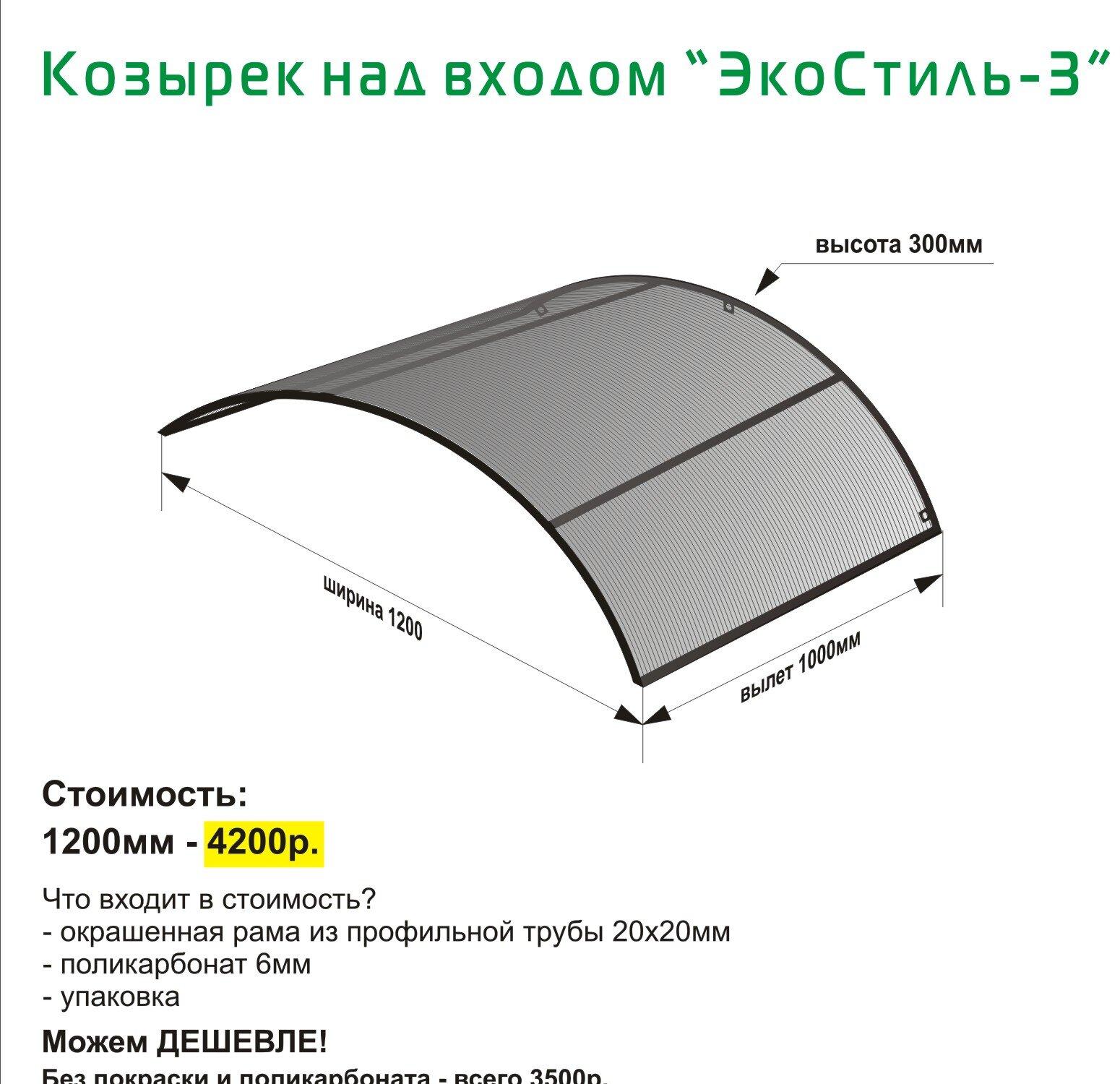 Козырек входа чертеж