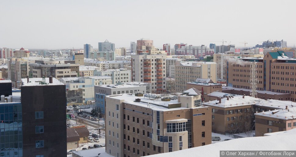 Якутск зимой, вид на город сверху
