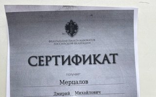 сертификат/документ юриста Дмитрия Михайловича Мерцалова