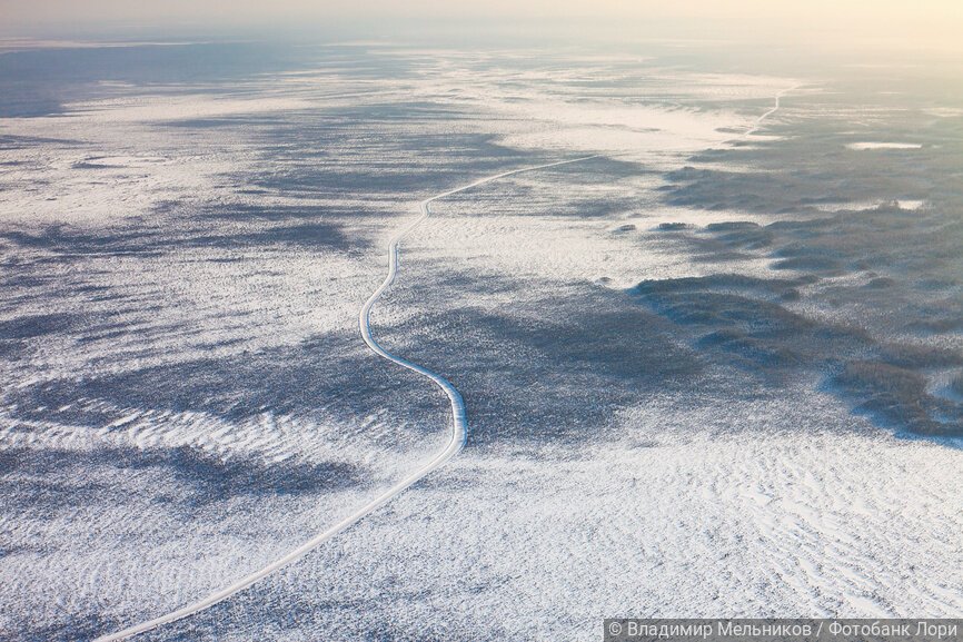 Зимник через Васюганские болота, вид сверху